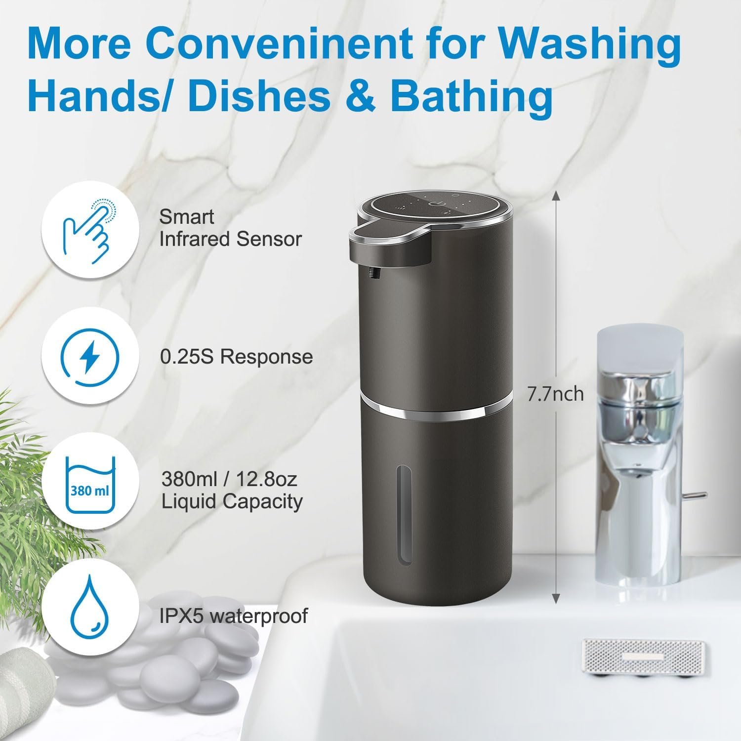 Touchless Electric Smart Infrared Sensor Wall Mounted Hand Liquid Foam Pump Automatic Soap Dispenser Bathroom Household Use