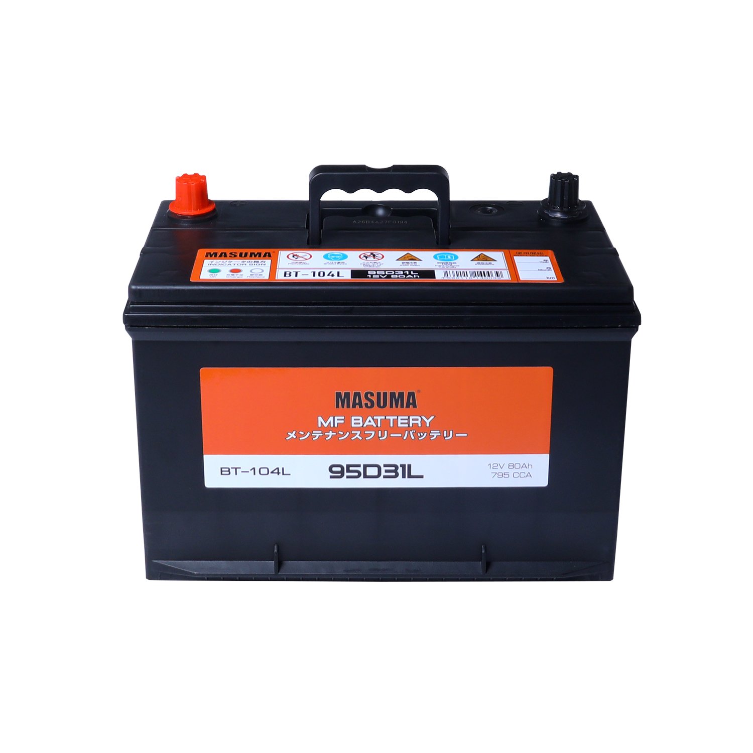BT-104L MASUMA Auto Vehicles Accessories Auto Batteries 12V 80AH 795 CCA Car Battery 95D31L