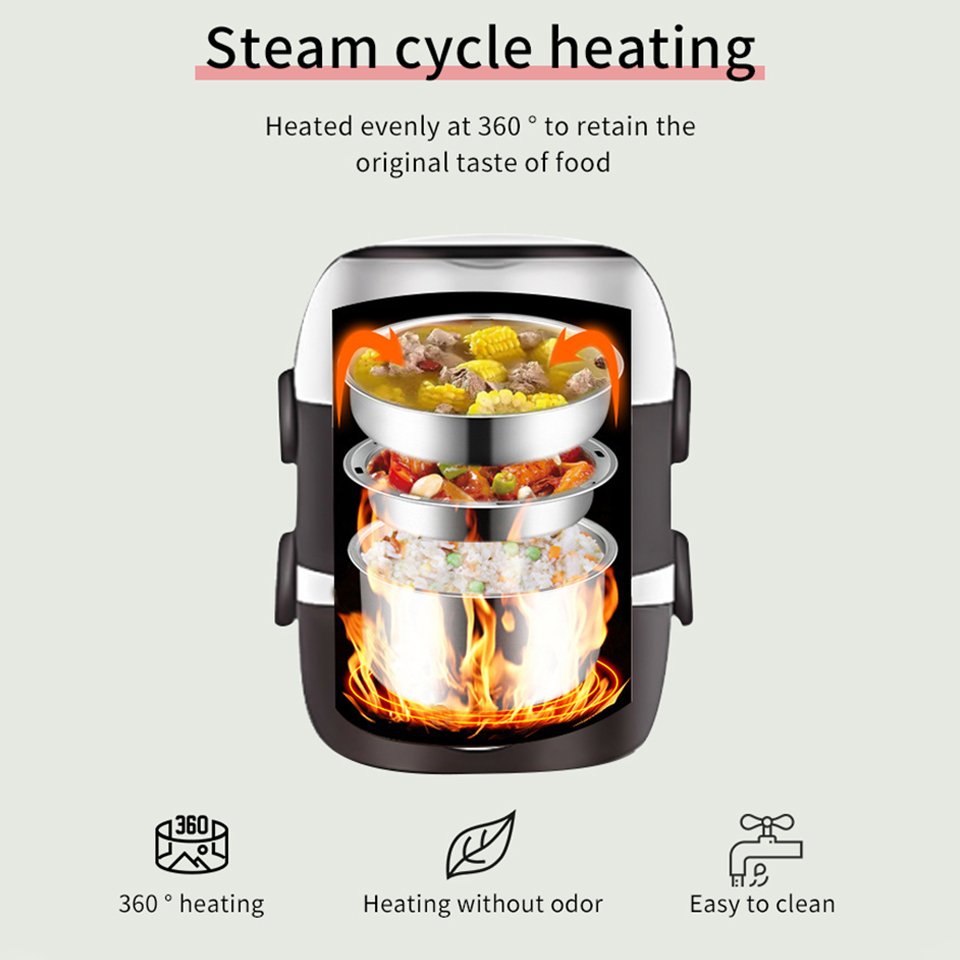 Portable Electric Heating Lunch Box Bento Box Storage Boxes & Bins Minimalist Customized Logo Suitable for All Seasons