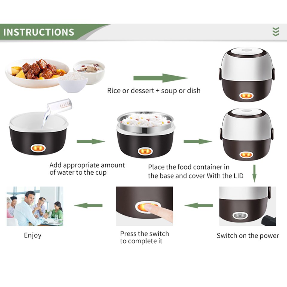 Portable Electric Heating Lunch Box Bento Box Storage Boxes & Bins Minimalist Customized Logo Suitable for All Seasons