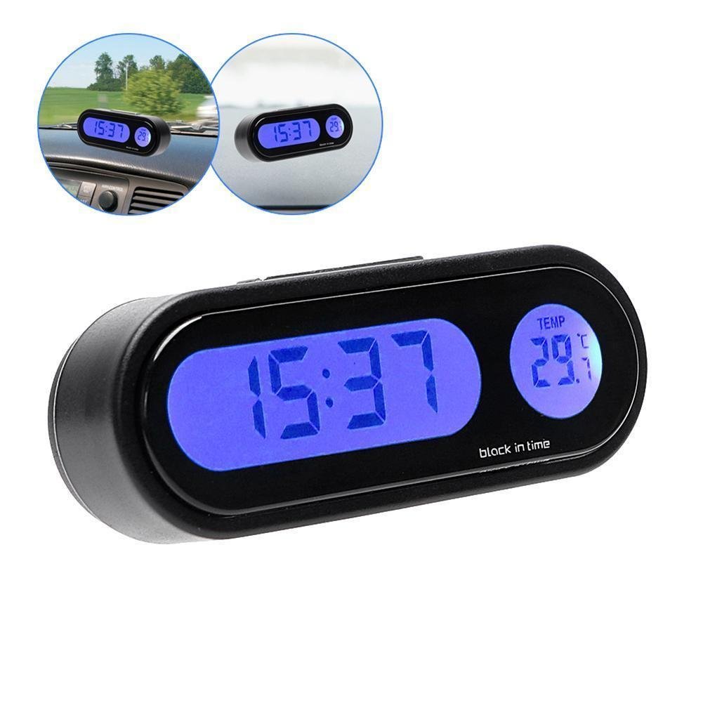 Portable 2 in 1 Car LED Screen Clock Digital LCD Clock & Temperature Display Electronic Clock Thermometer With NO Battery