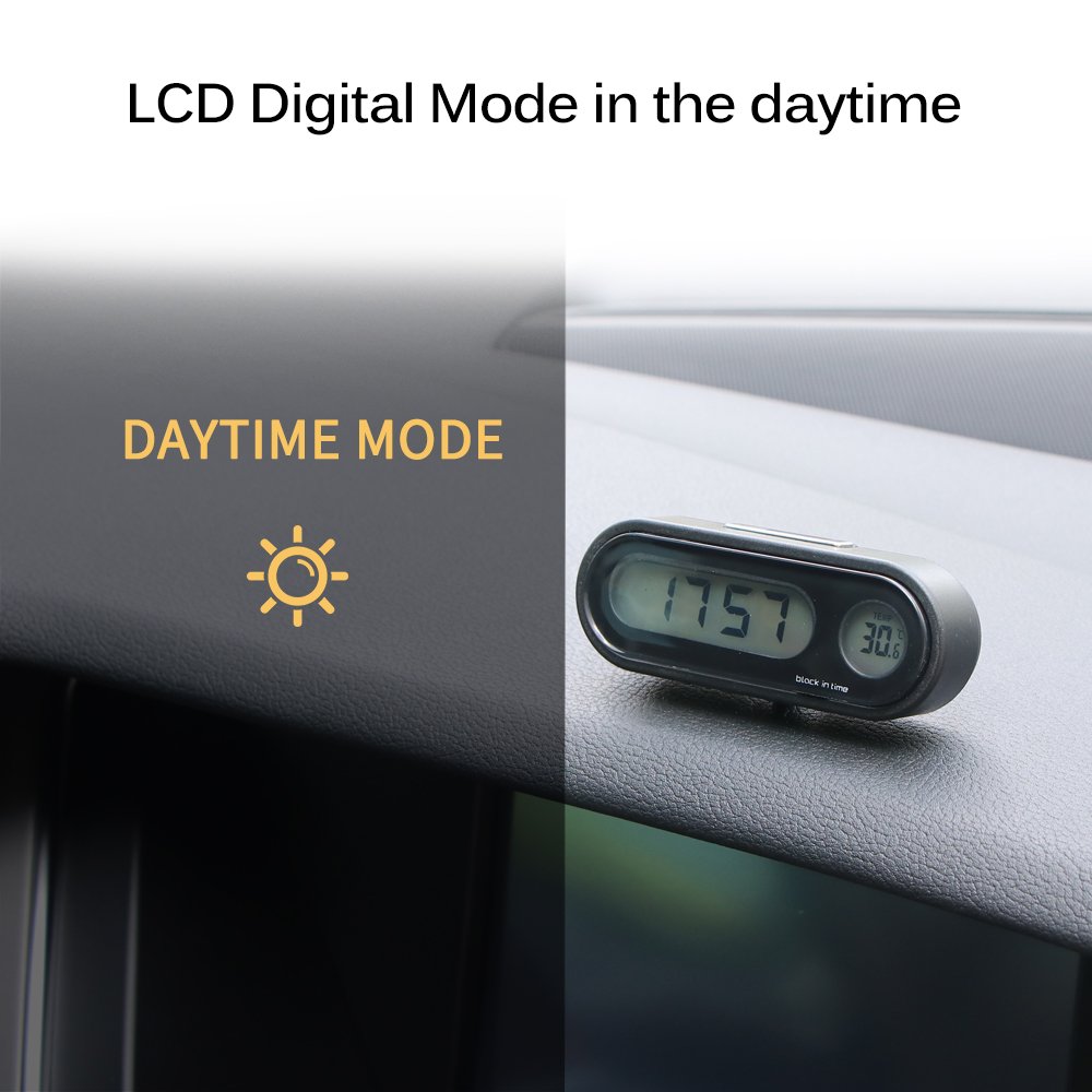 Portable 2 in 1 Car LED Screen Clock Digital LCD Clock & Temperature Display Electronic Clock Thermometer With NO Battery
