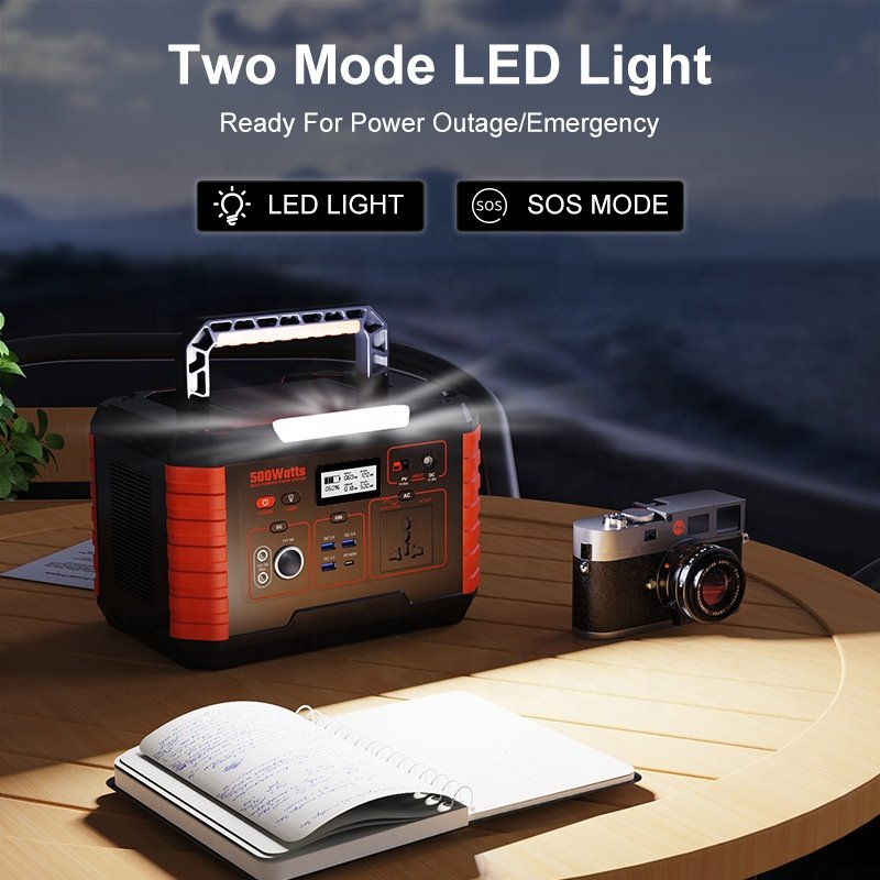 Home Battery Charger Solar Panel Charging Camping 500W Solar Generators Portable Power Banks Power Station New Energy 500wh 220v