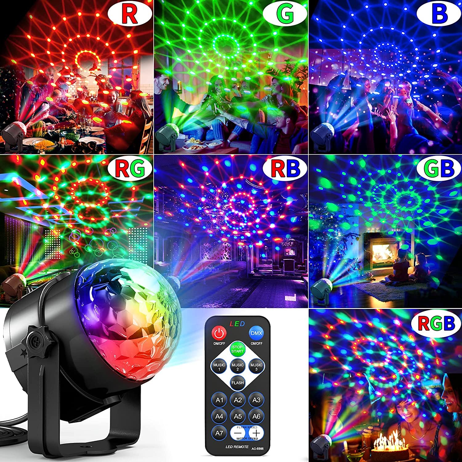 Mini Night Club DJ Party Star Mini RGB Music LED Projector Lamp Disco Laser Lighting Wedding Decor Stage LED Strobe Light