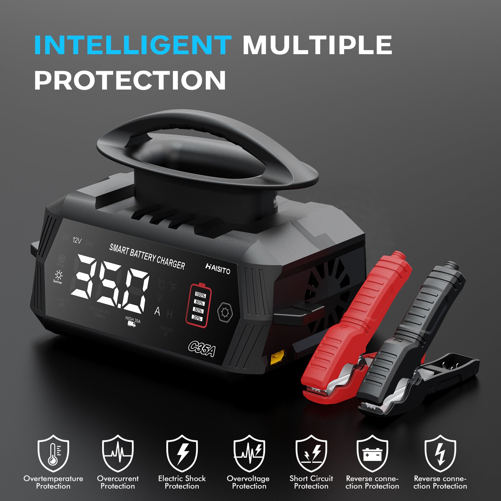 12V/30A 24V/18A Car Battery Charger 6V/10A for Car Motorcycle Lead Acid AGM GEL Lithium LiFePo4 Batteries Battery Auto Repair