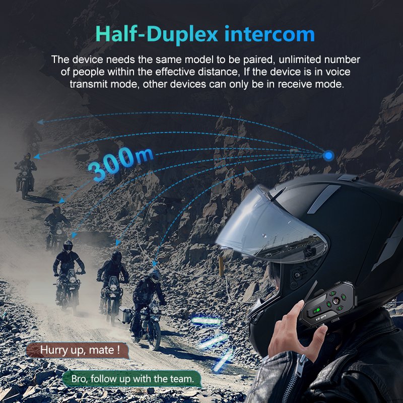 X2-PRO Waterproof Music Sharing to Multiple Devices Motorcycle Helmet Hadsets 6rider 500M Intercom Helmet Auto Answer Headset