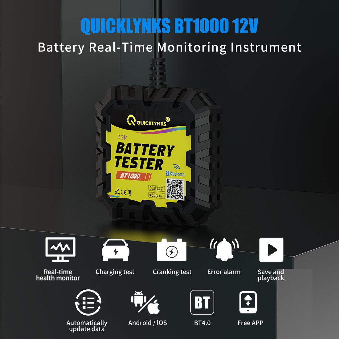 Car Battery Tester 12V 100-2000CCA Battery Tester Analyzer Digital Charging System Alternator Test for Car