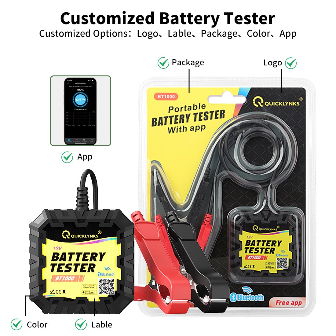 Car Battery Tester 12V 100-2000CCA Battery Tester Analyzer Digital Charging System Alternator Test for Car