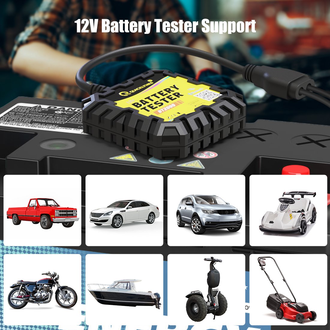 Car Battery Tester 12V 100-2000CCA Battery Tester Analyzer Digital Charging System Alternator Test for Car