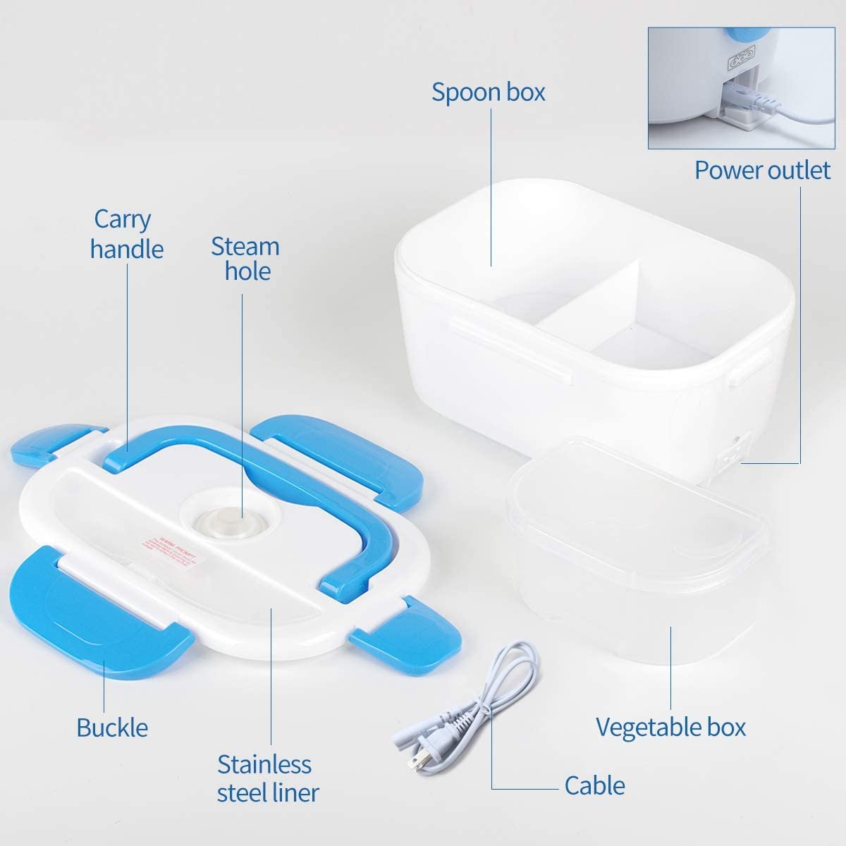 Household 2-In-1 Portable Lunch Box Sets Safe Plastic Food Warmer Electric Lunch Box With Carry Bag