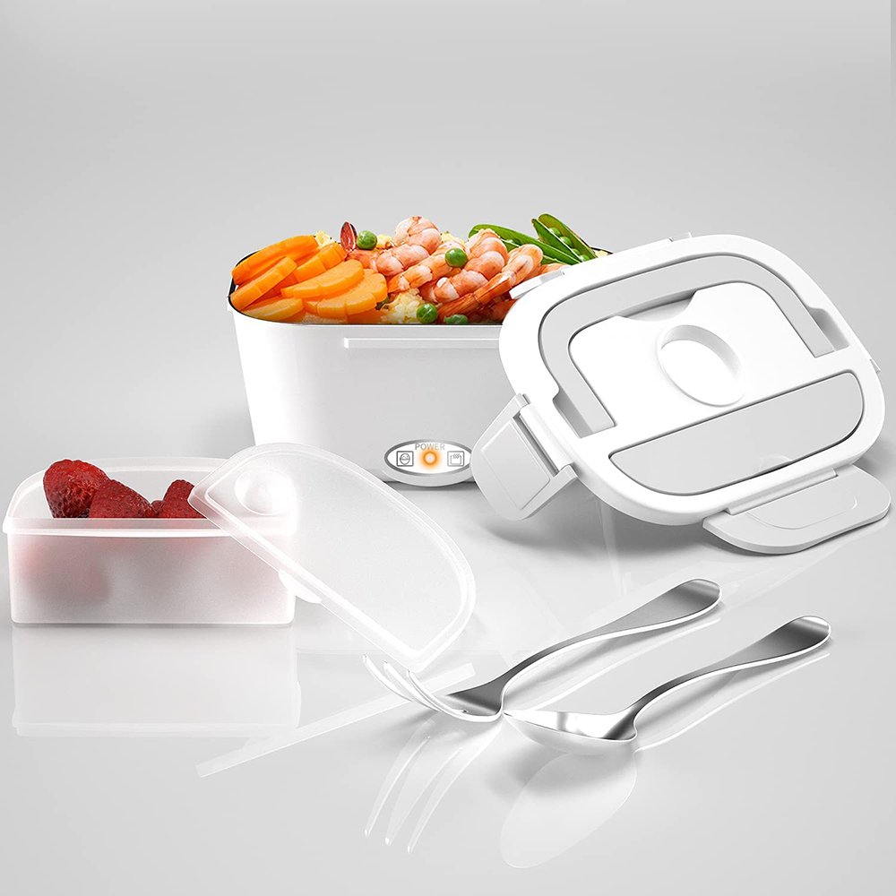 Household 2-In-1 Portable Lunch Box Sets Safe Plastic Food Warmer Electric Lunch Box With Carry Bag