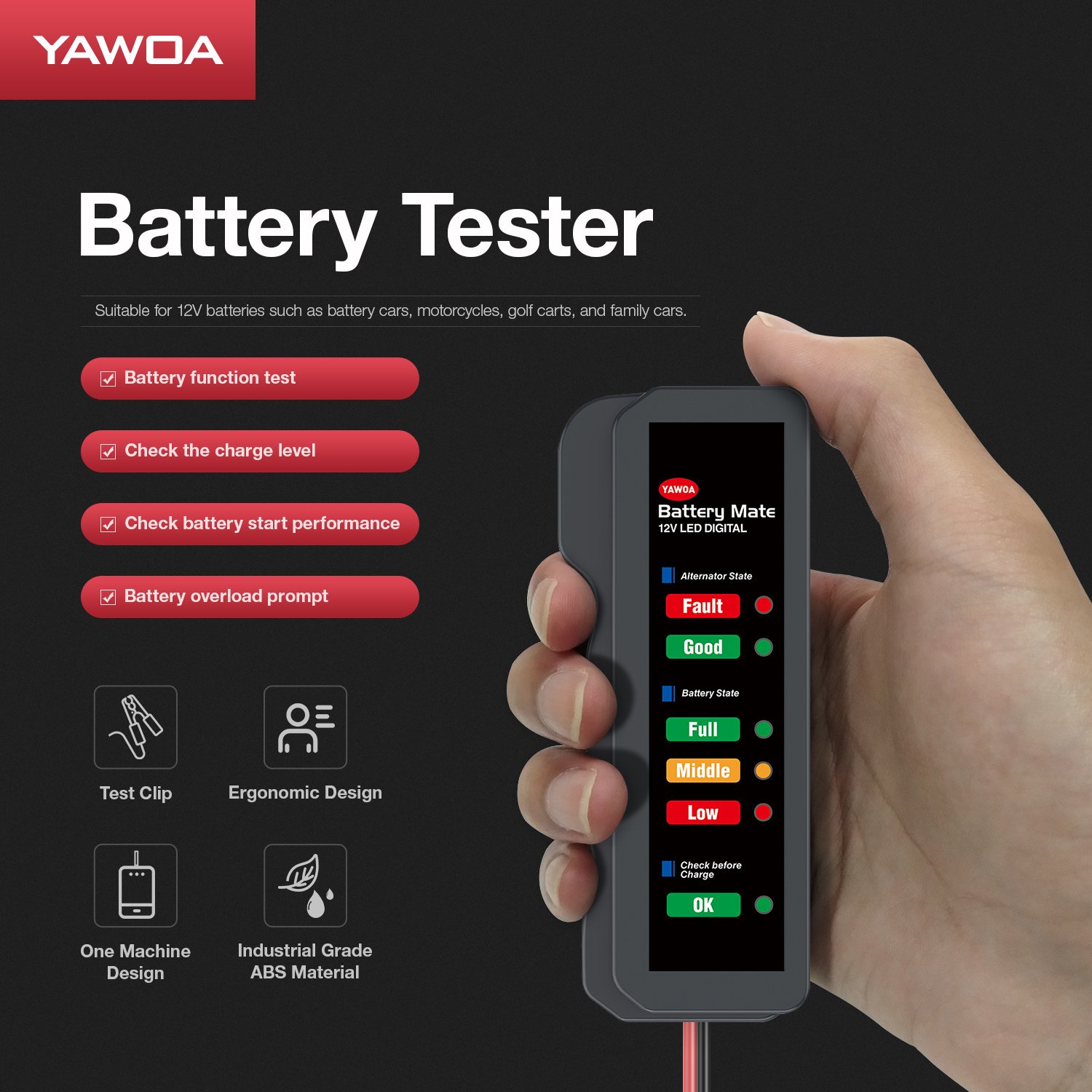 Wholesale 12V Digital Alternator BM310 Clip Auto Battery Analyzer 6 LED Lights Car Vehicle Battery Testing Tool