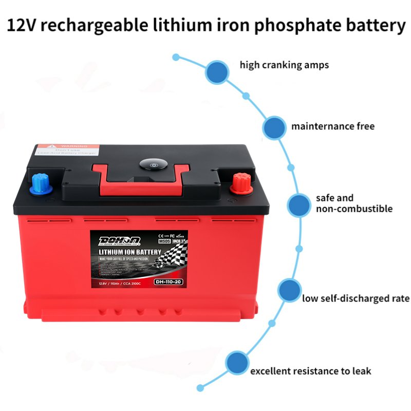 Lithium-ion 12V Auto Starter Battery LFP 12.8V 80Ah CCA2100 to Replace 80Ah Lifepo4 Car Battery