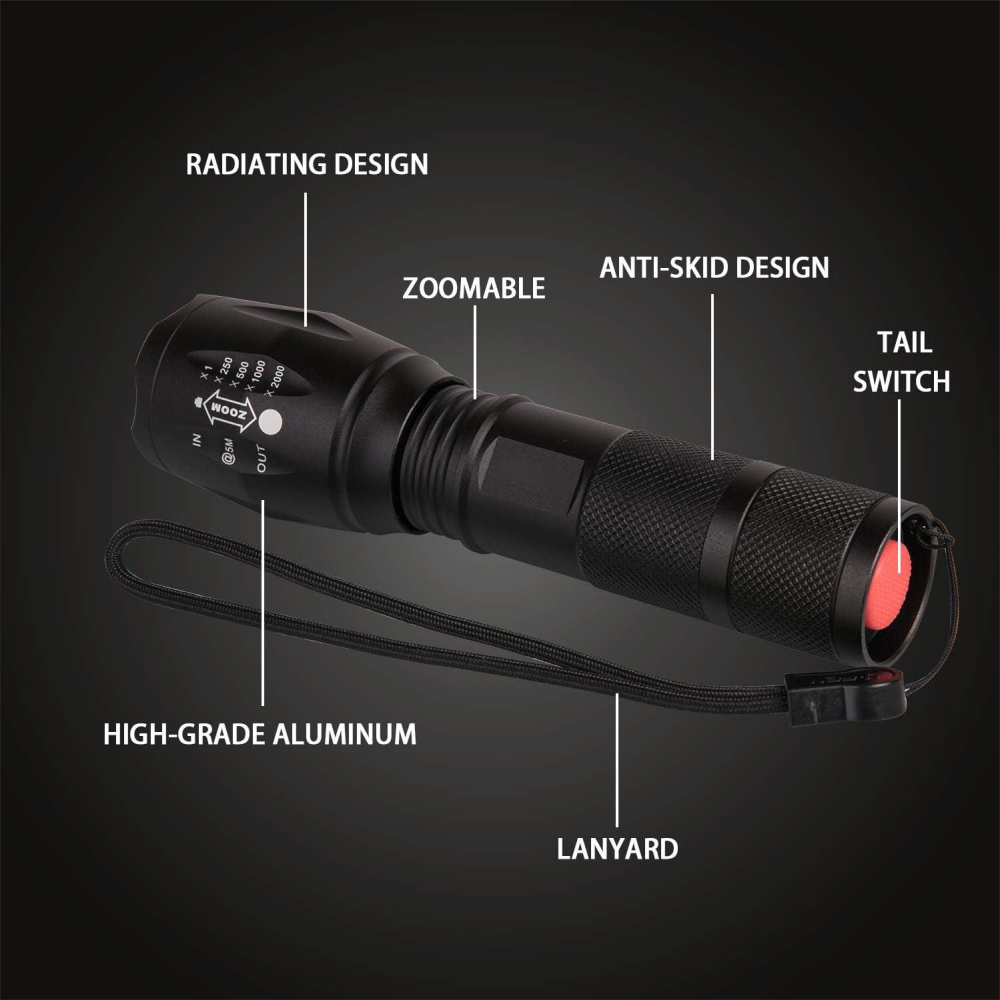 Rechargeable Torch Light Strong Power Flashlight LED DC Aluminum Alloy Emergency Lanterna Tatica De Led 100000 Lumens 100