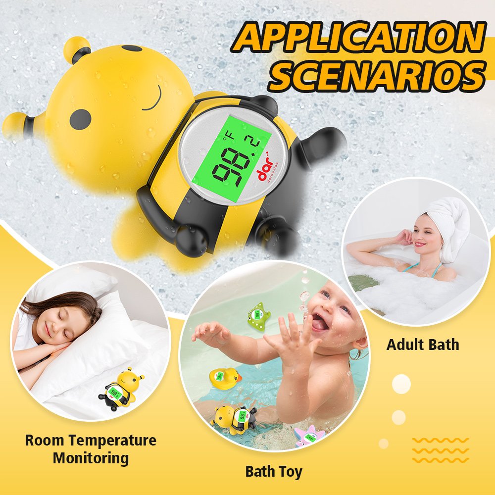 Baby Bath Tub Water Thermometer Safety, Auto on & Off Bathtub Thermometer Floating Toy, Bathing Water Temperature Thermometer