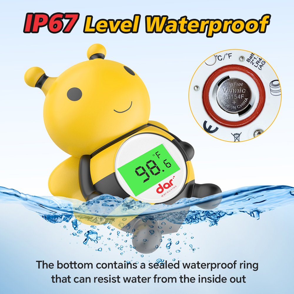 Baby Bath Tub Water Thermometer Safety, Auto on & Off Bathtub Thermometer Floating Toy, Bathing Water Temperature Thermometer