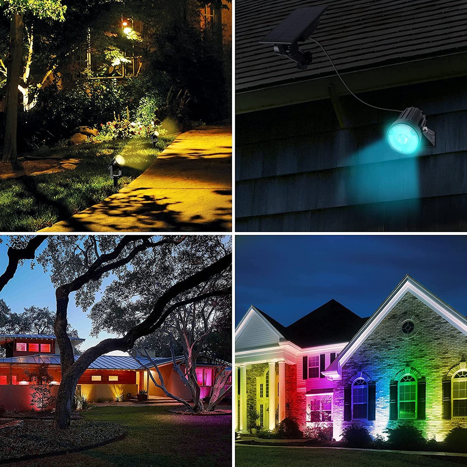 Colorful Outdoor IP65 Solar Spotlights Garden Yard Tree Spike Landscape Lights Low Voltage Lawn Outdoor Solar Spot Light