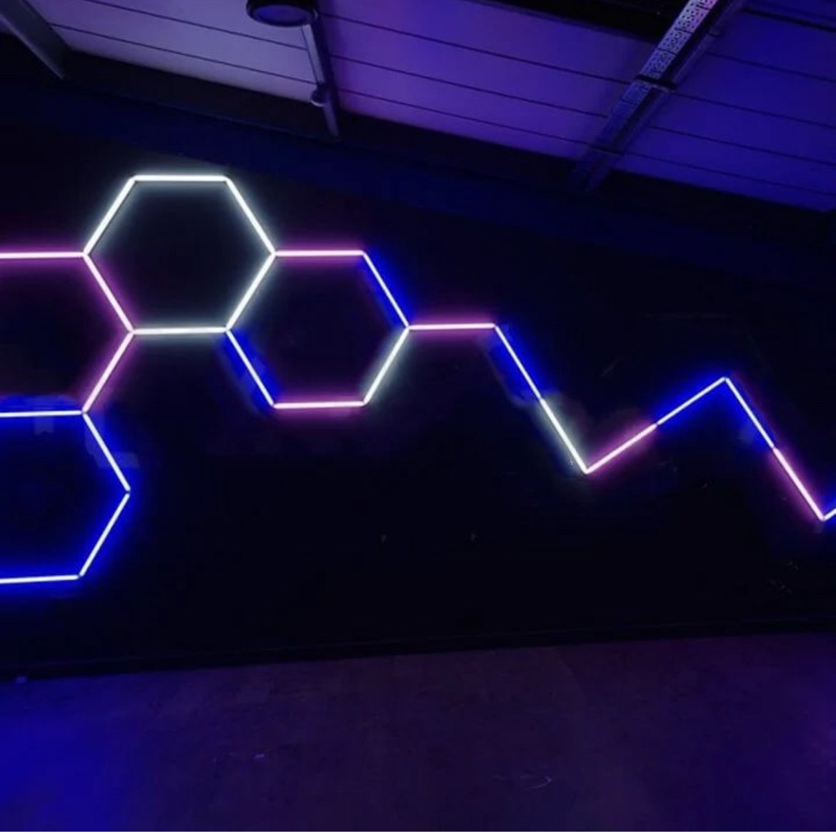 14 Grid Led Light Honeycomb Garage Lamp Led RGB Light Hexagon Modern Ceiling Lights for Auto Detailing Shop Garage