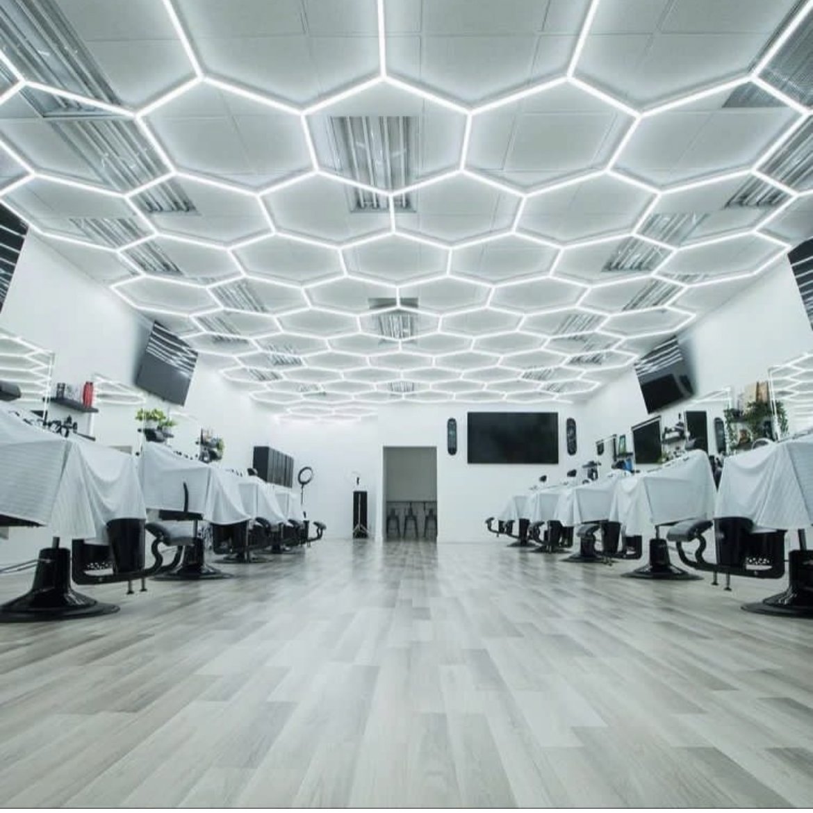 14 Grid Led Light Honeycomb Garage Lamp Led RGB Light Hexagon Modern Ceiling Lights for Auto Detailing Shop Garage