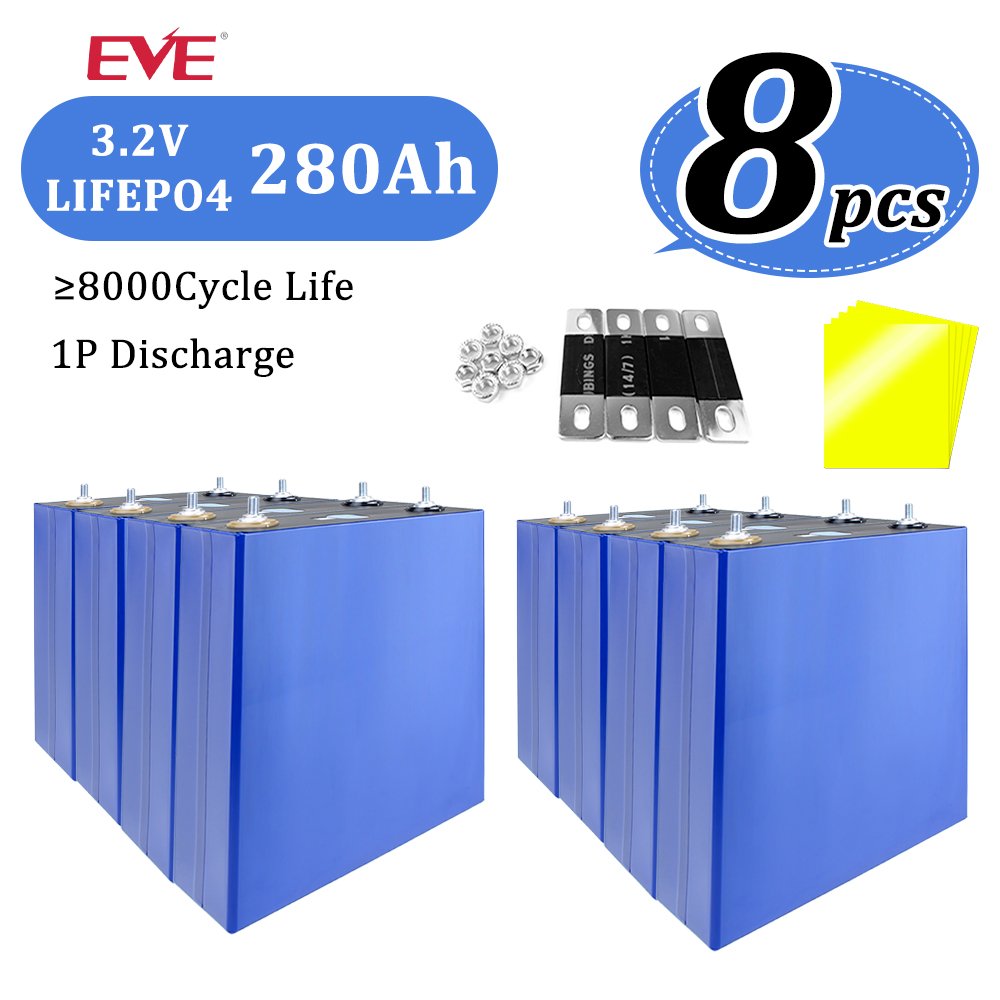 EVE 3.2V 280Ah Lifepo4 Battery Prismatic Cells 280ah High Rate for Electric Travel Solar Batteries Solar Energy Storage
