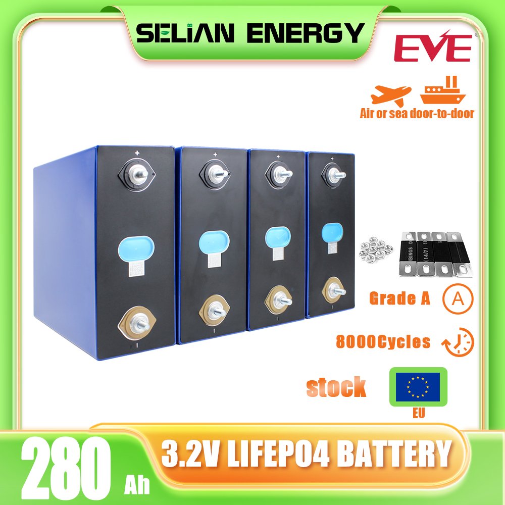 EVE 3.2V 280Ah Lifepo4 Battery Prismatic Cells 280ah High Rate for Electric Travel Solar Batteries Solar Energy Storage