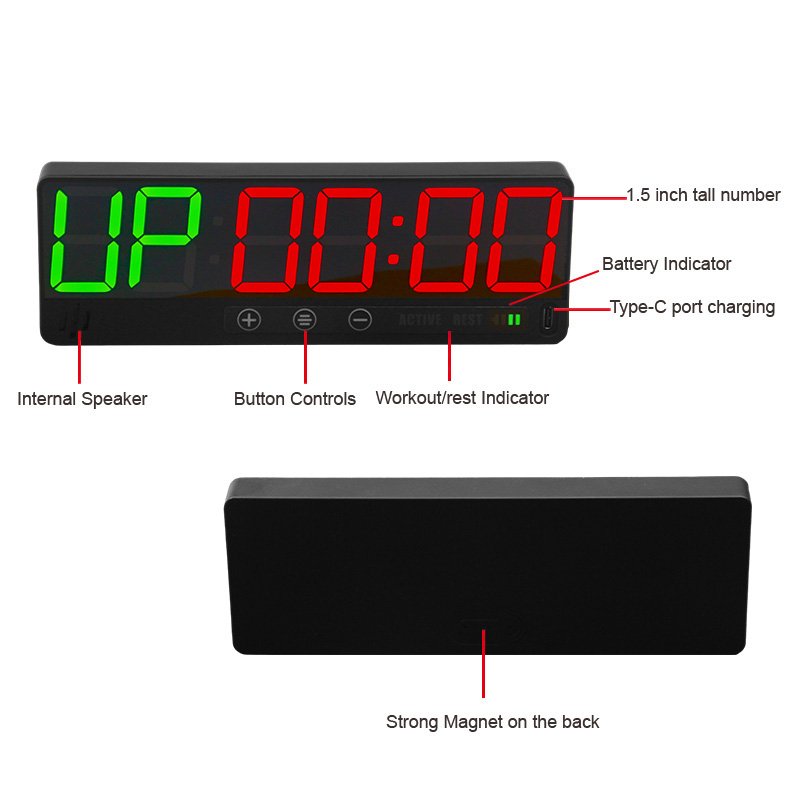 CHEETIE CP50 Upgraded Home Gym LED 6 Digits Auto Repeat Timer Magnetic Crossfit Timer With Multiple Intervals