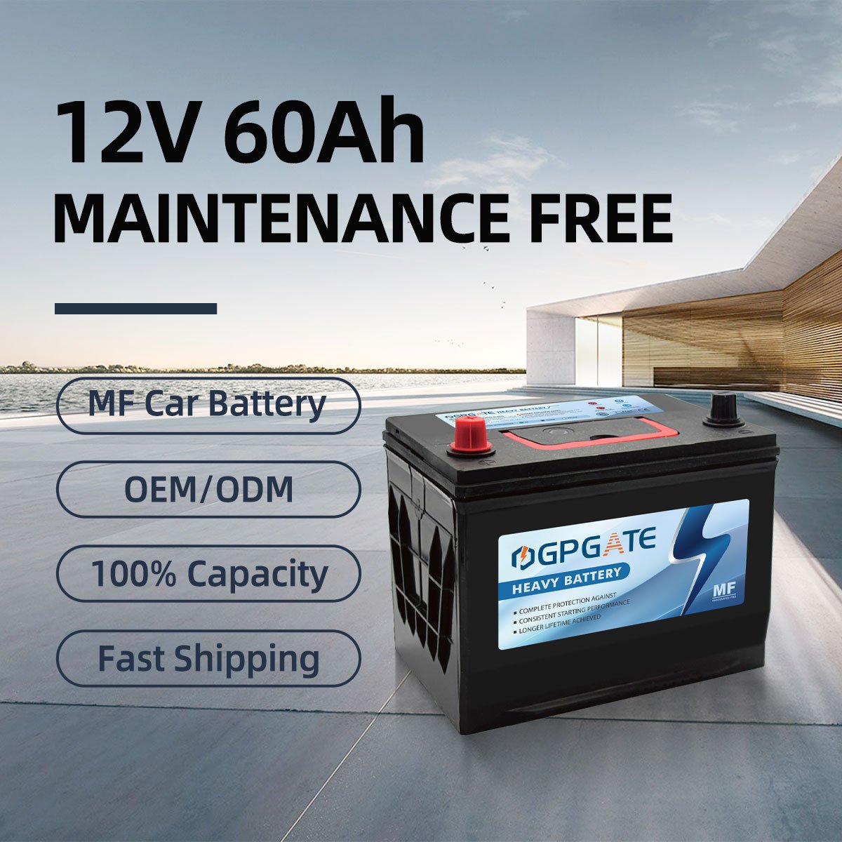 High Performance Deep Cycle JIS 55D26 12V 60Ah MF Lead Acid Car Battery for Japanese Car Starting