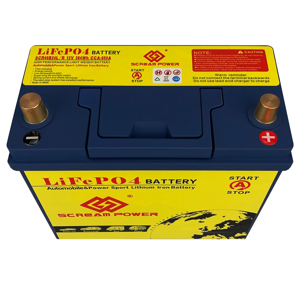 Car Start Lifepo4 Auto Battery 12.8V 25Ah Stop Start 500CCA Automotive 46B24 Lithium Battery