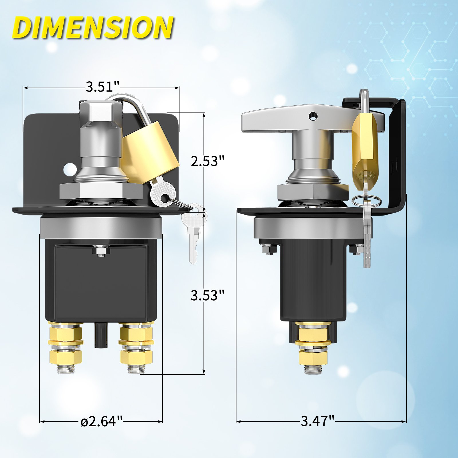 500A High Current Battery Isolator Switch 12V-36V Battery Kill Switch Fixed Handle Automatic Battery Disconnect Switch for RV