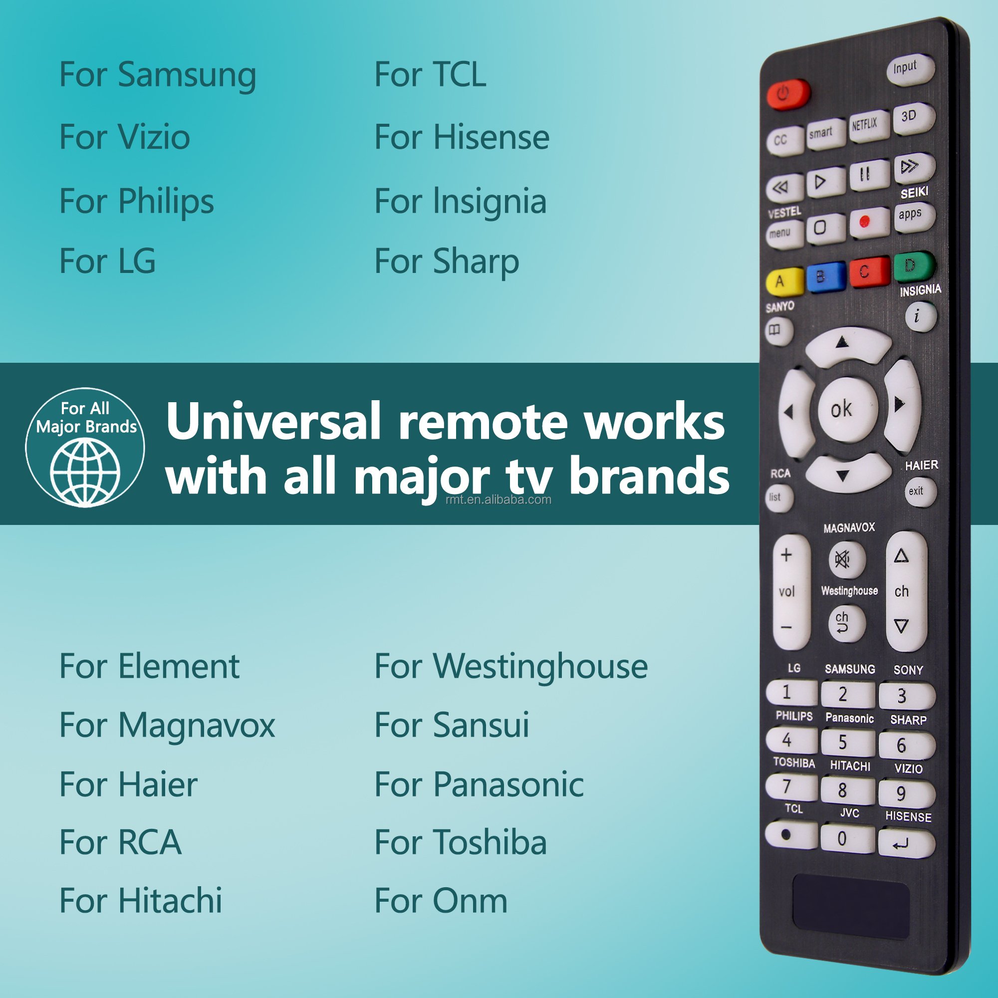 MYHGRC Factory Wholesale Universal Backlit Remote Control for All Smart TV (Samsung/LG/Philips/Sony/Vizio/RCA/JVC/Magnavox Etc)