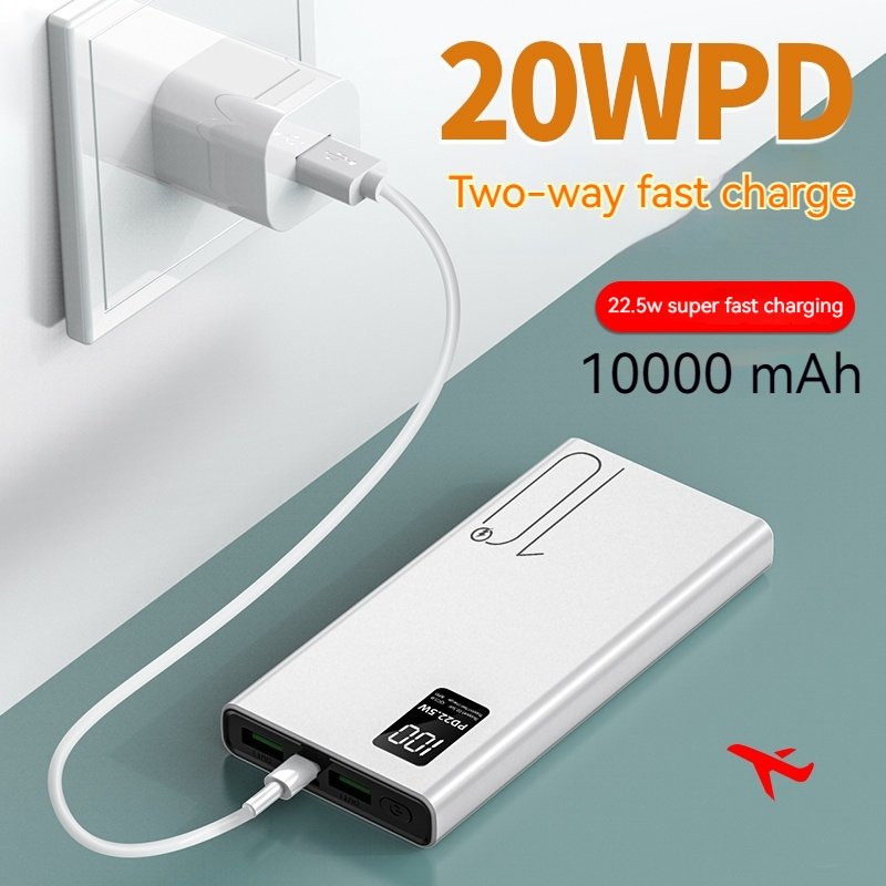 Latest Model 22.5W Type C Output Super Fast Charging Powerbank 10000mAh Digital Display Real Capacity PD20W 10000mAh Power Bank