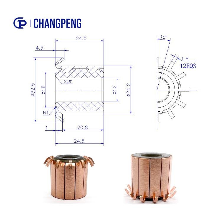 Copper/Bakelite Segmented Commutator for 12V/24V Auto Starter