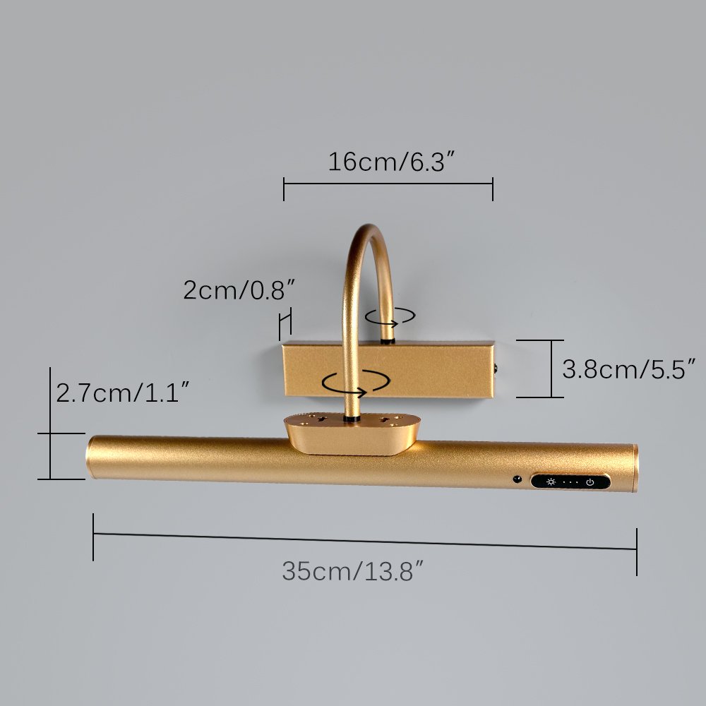 Customizable LED Battery Operated Picture Light Dimmable Three Mode Wall Lights Rotatable Light Head Wall Lamp