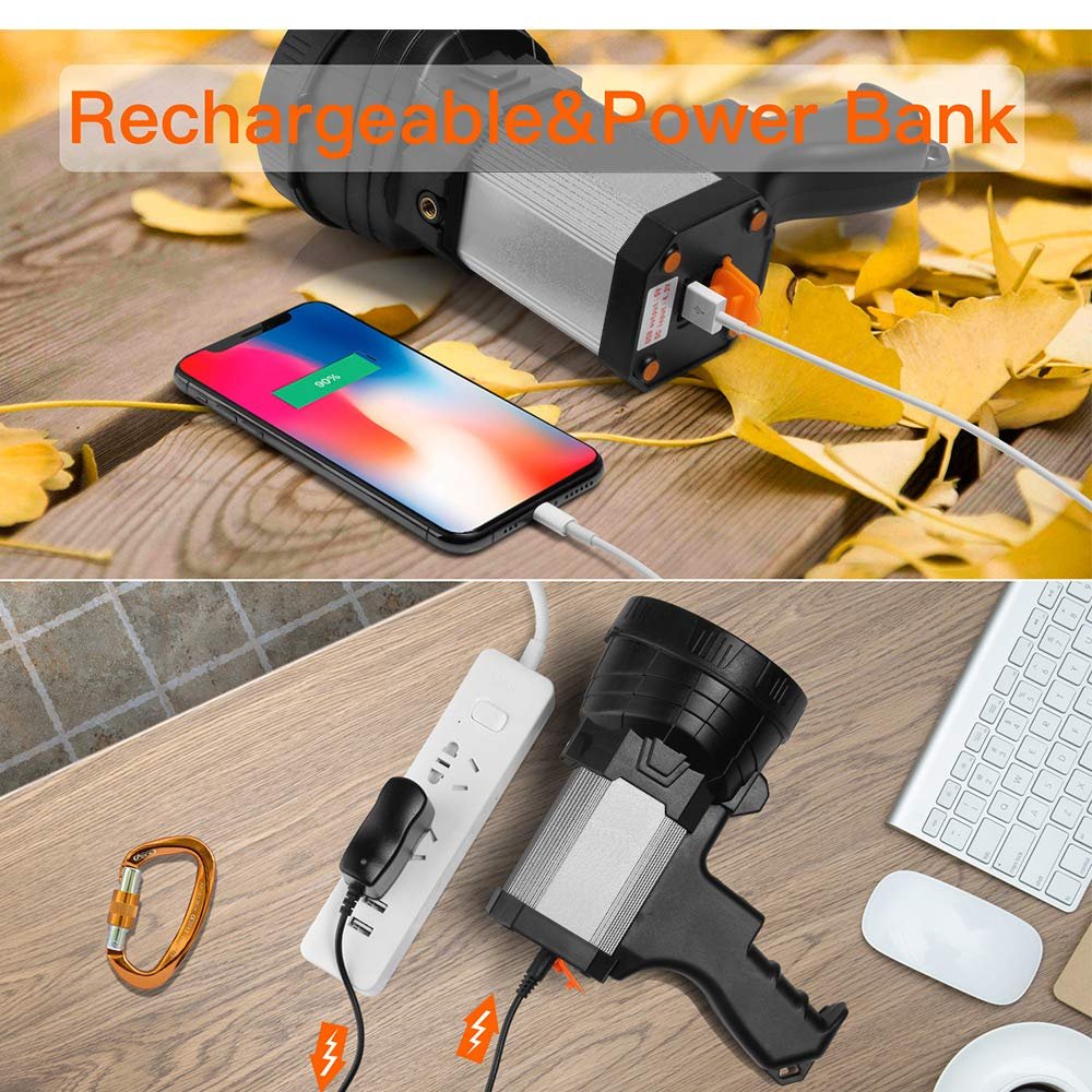 Super Bright 6000 Lumens XHP70.2 LED Power Bank Waterproof Strong LED Portable Spotlights Rechargeable Led Search Flashlight
