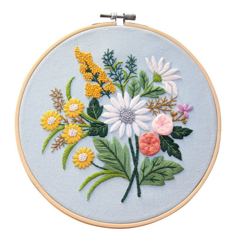 Wholesale 3 Set Starter Embroidery Kit for Beginners Needlework Flower Pattern Sewing Craft Kit for Beginners DIY Embroidery Kit