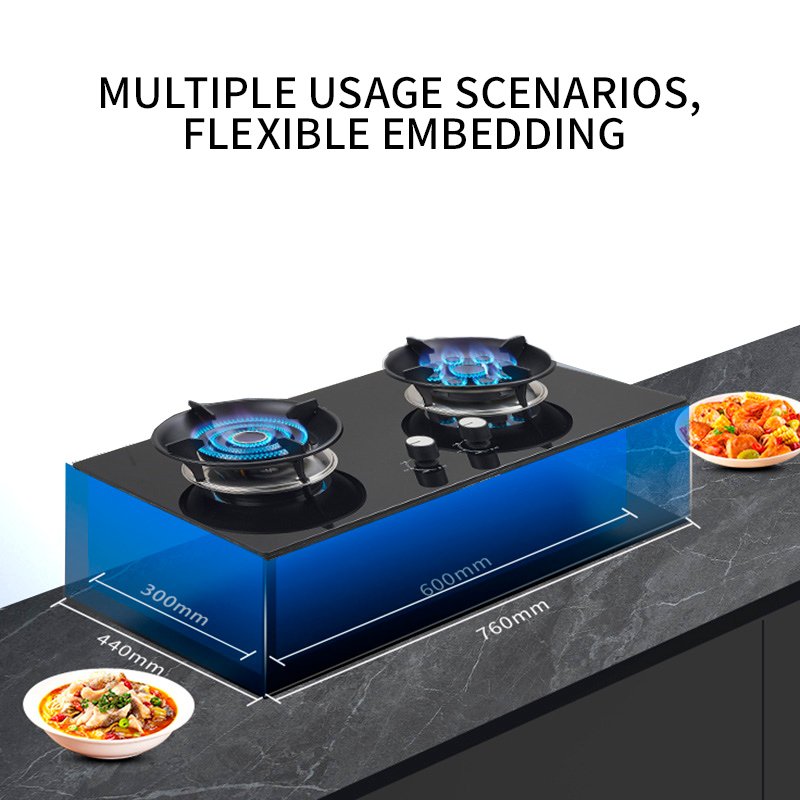 Portable 2-Burner Gas Cooktop Double Auto Ignition Tempered Glass Cookware for Household Camping Apartments Battery Operated LPG