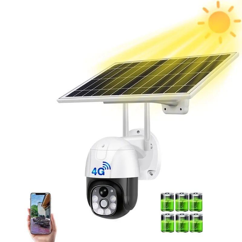 4G Solar CCTV Camera With Solar Panel Outdoor Security System Smart Security Wireless PTZ V380 WiFi Battery Network Camera