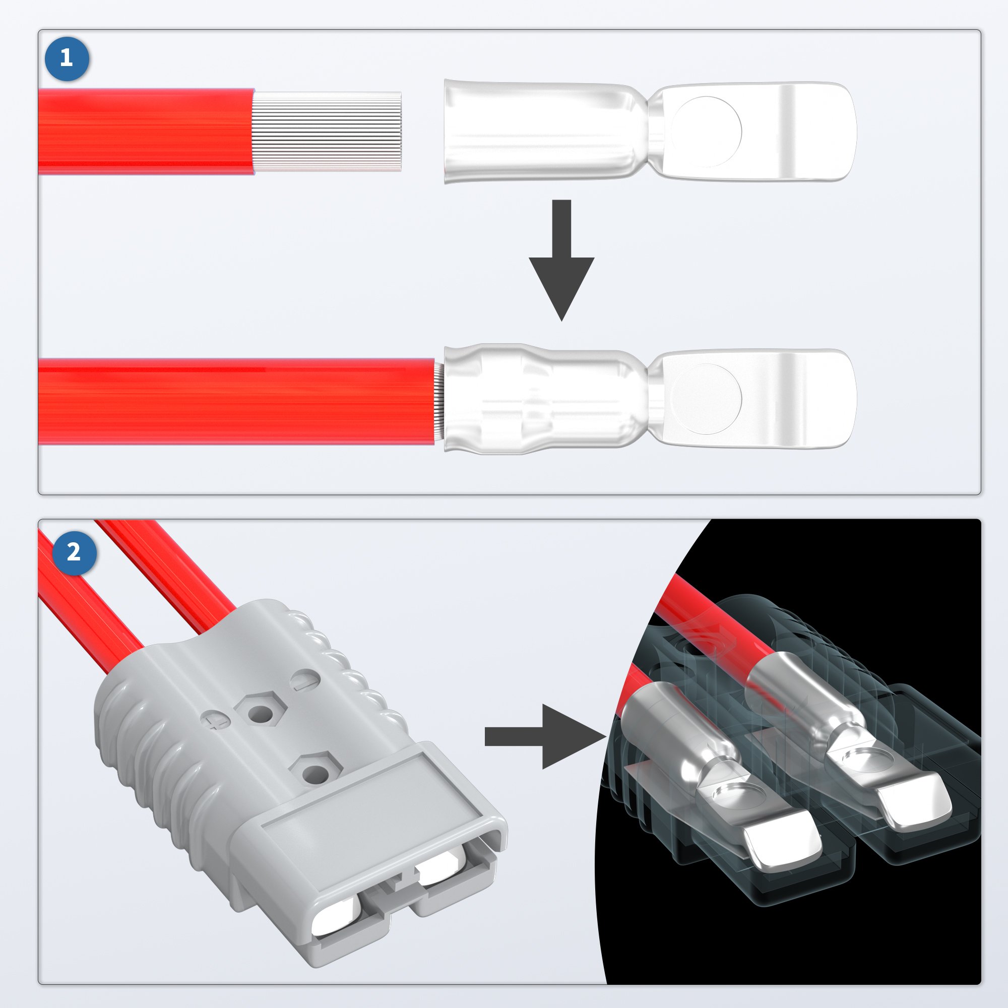 AP-350 600V 350A Battery Charging Connector Power Plug 2/0 AWG Anderson Plug for Winch Auto Car 2PCS With 2 Copper Contacts