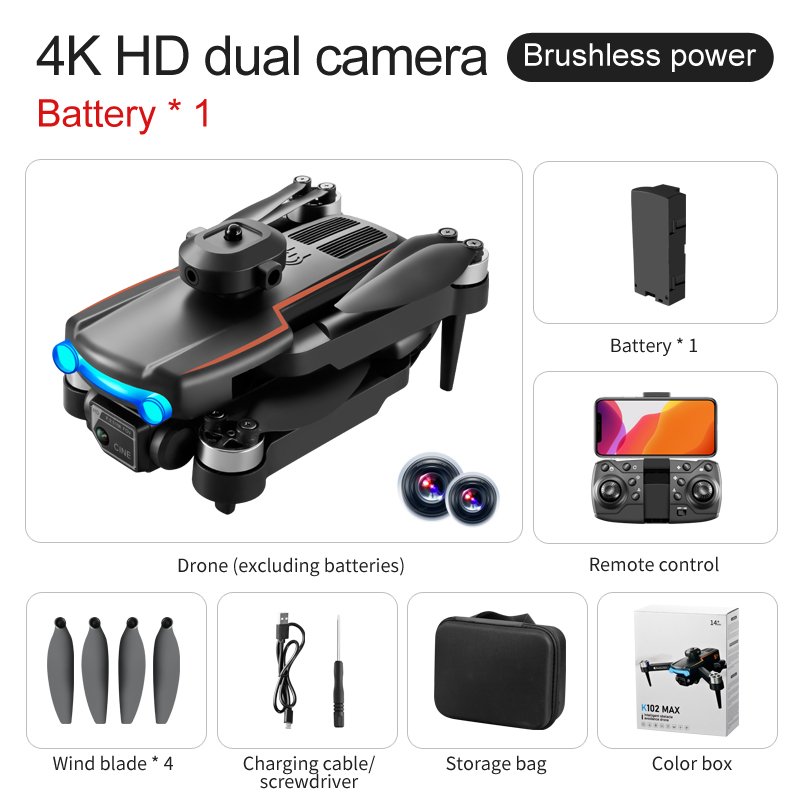 K102 MAX Mini Drone Obstacle Avoidance Wifi Fpv Rc Professional DroneS Kids Toys Drone With 4K HD Dual Camera Gift Quadcopter