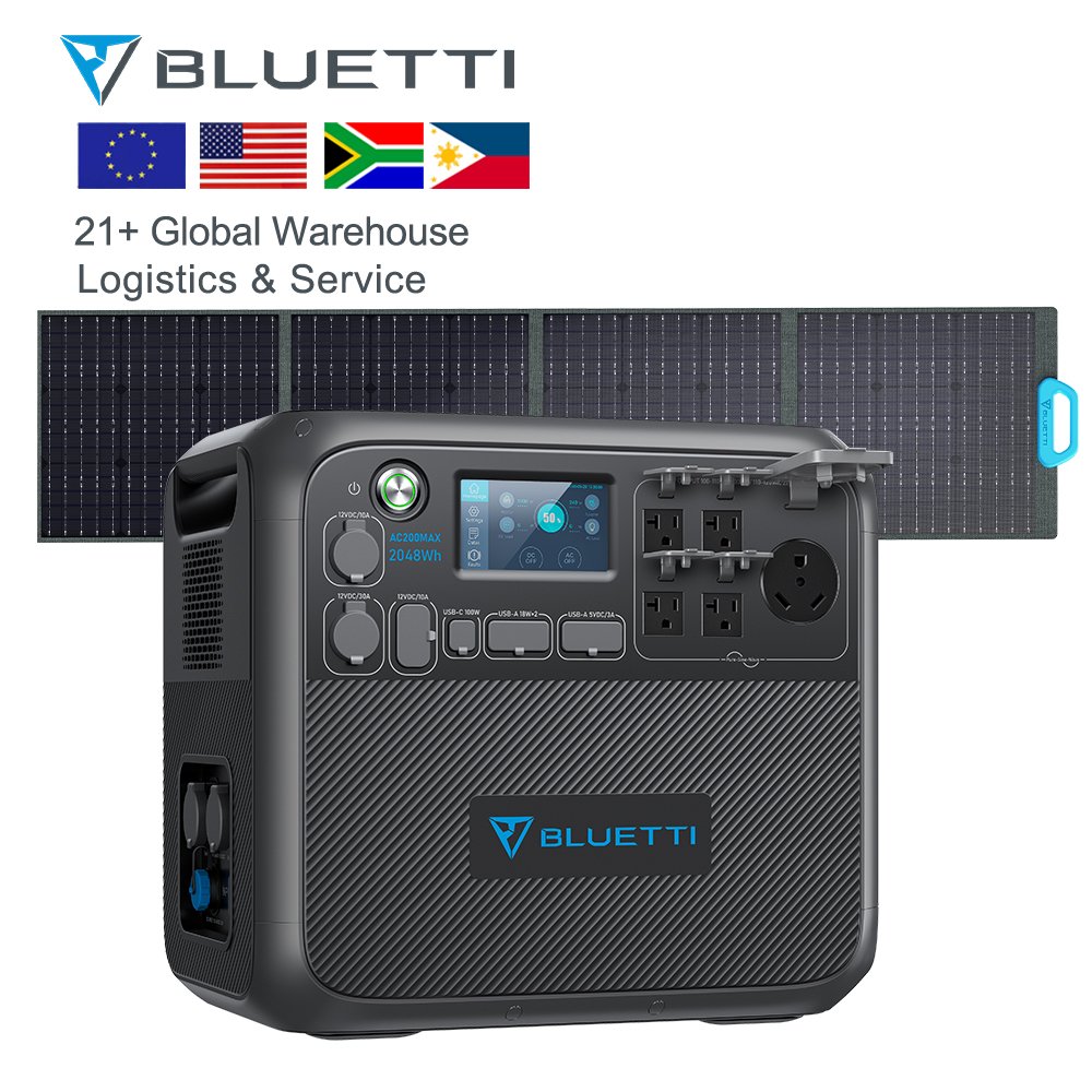 For Bluetti AC200MAX 2000W Home Solar Power Station Alternative Charger with MPPT Controller Lithium Ion Battery Car Source