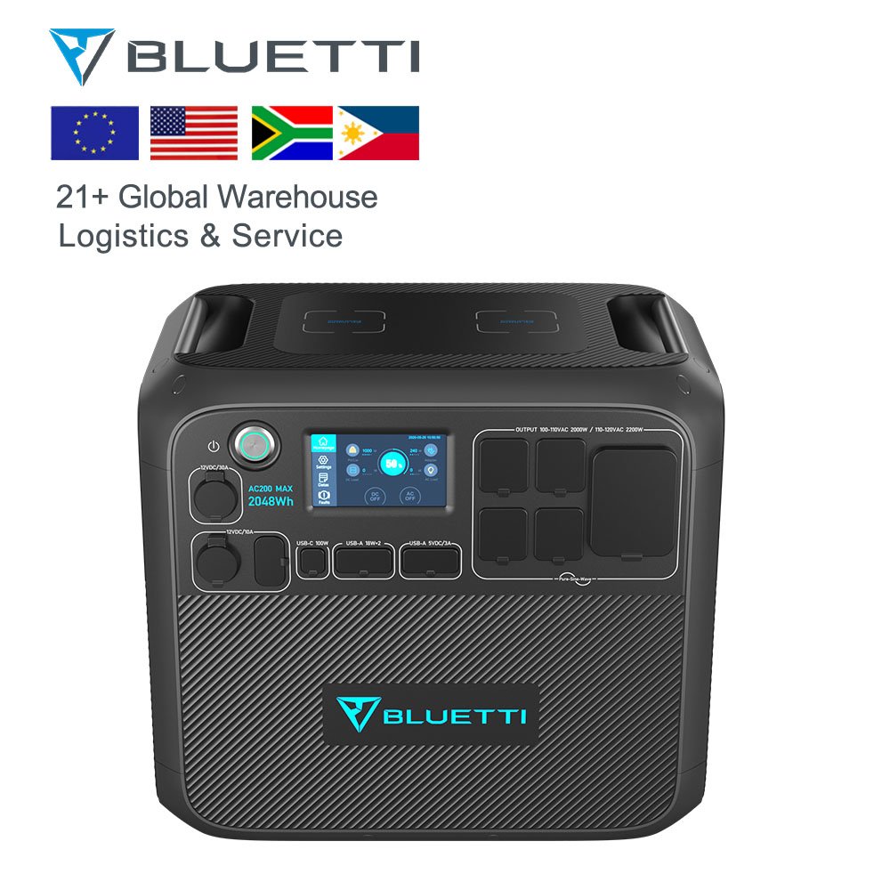 For Bluetti AC200MAX 2000W Home Solar Power Station Alternative Charger with MPPT Controller Lithium Ion Battery Car Source