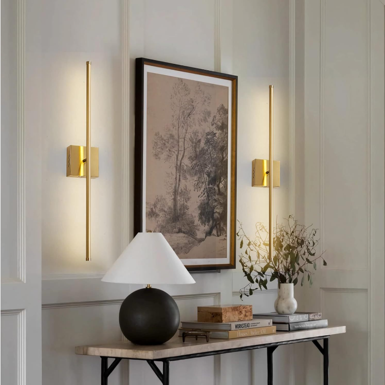 Wireless Modern Indoor Decorative Battery Operated Wall Lamp Simple Long Strip Wall Sconce Mounted Lighting Fixture for Bedroom