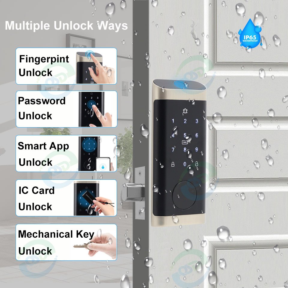 Waterproof High Security TTlock Digital Lock Intelligent Dead Lock WiFi Tuya App Keyless Auto Deadbolt Smart Locks for Home Door