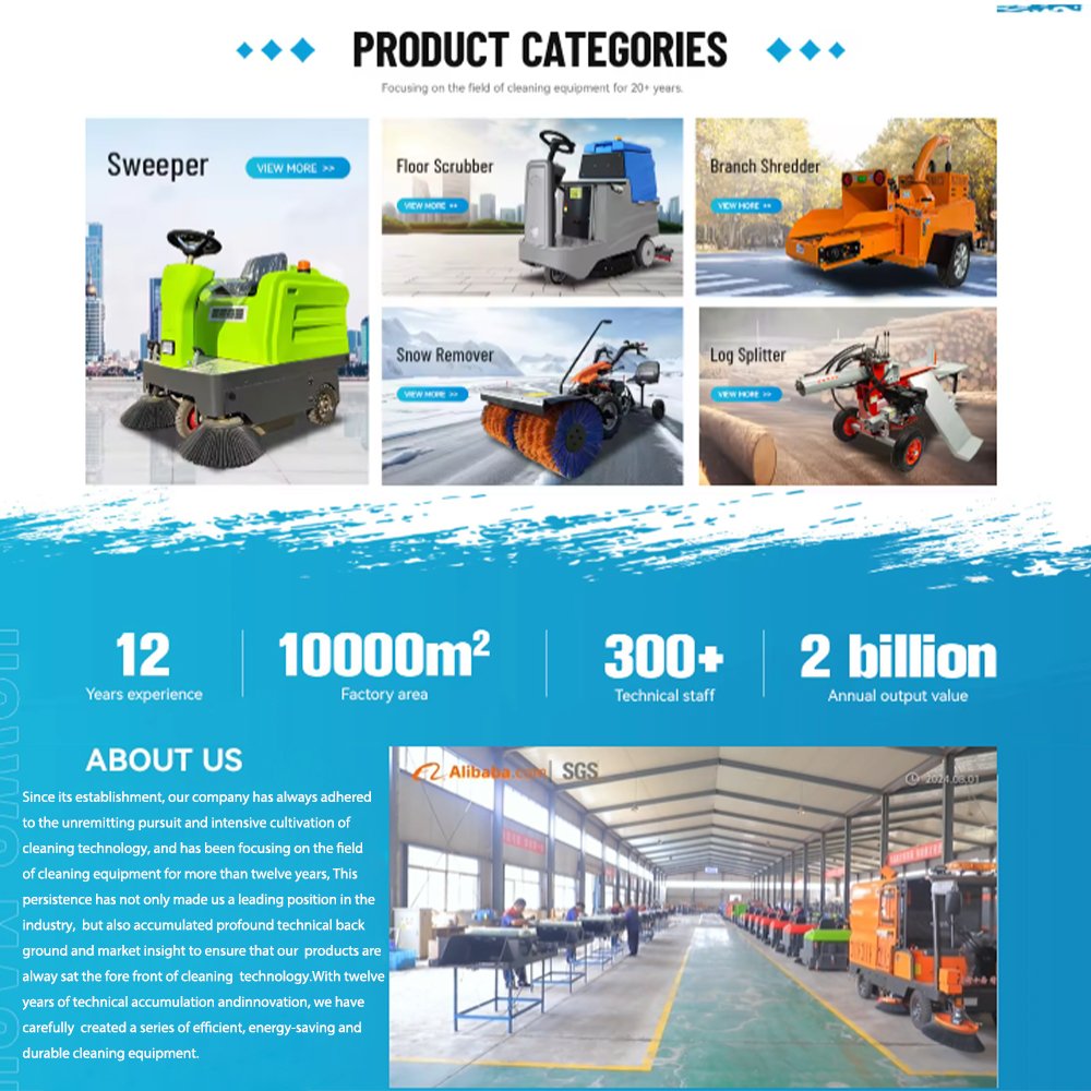 Floor Cleaning Autonomous Road Sweeper Machine With Wire Brush Cleaning Street Sweeping Machine