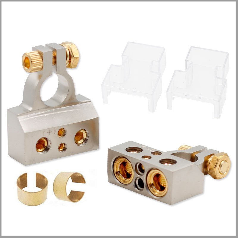 2Pcs Car Battery Terminal Connectors Audio Stereo Cable Clamps 0/2/4/8/10GA Adapter Modified Set Automotive Accessories Interior