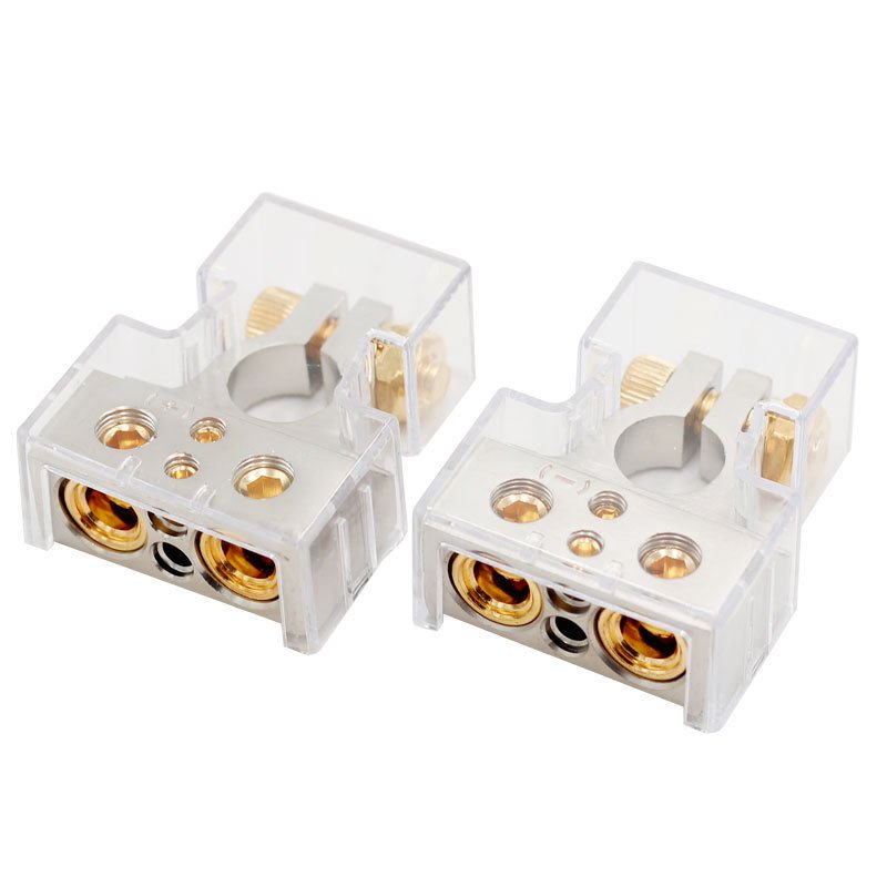 2Pcs Car Battery Terminal Connectors Audio Stereo Cable Clamps 0/2/4/8/10GA Adapter Modified Set Automotive Accessories Interior
