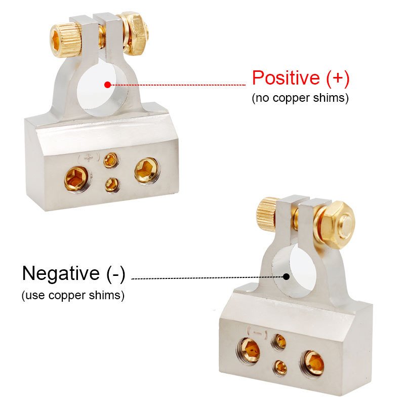 2Pcs Car Battery Terminal Connectors Audio Stereo Cable Clamps 0/2/4/8/10GA Adapter Modified Set Automotive Accessories Interior
