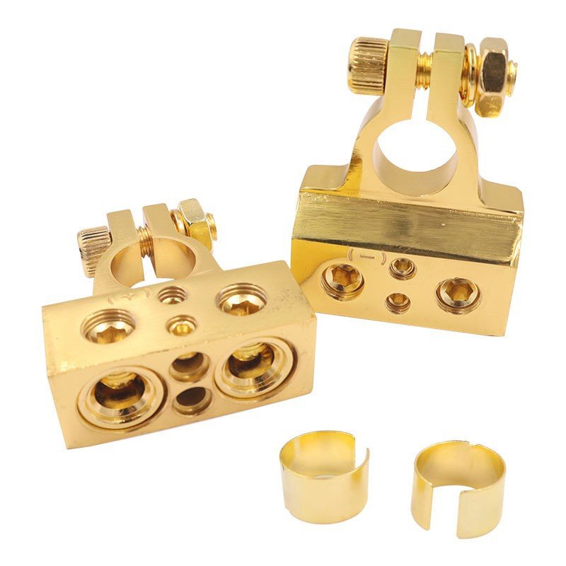 2Pcs Car Battery Terminal Connectors Audio Stereo Cable Clamps 0/2/4/8/10GA Adapter Modified Set Automotive Accessories Interior