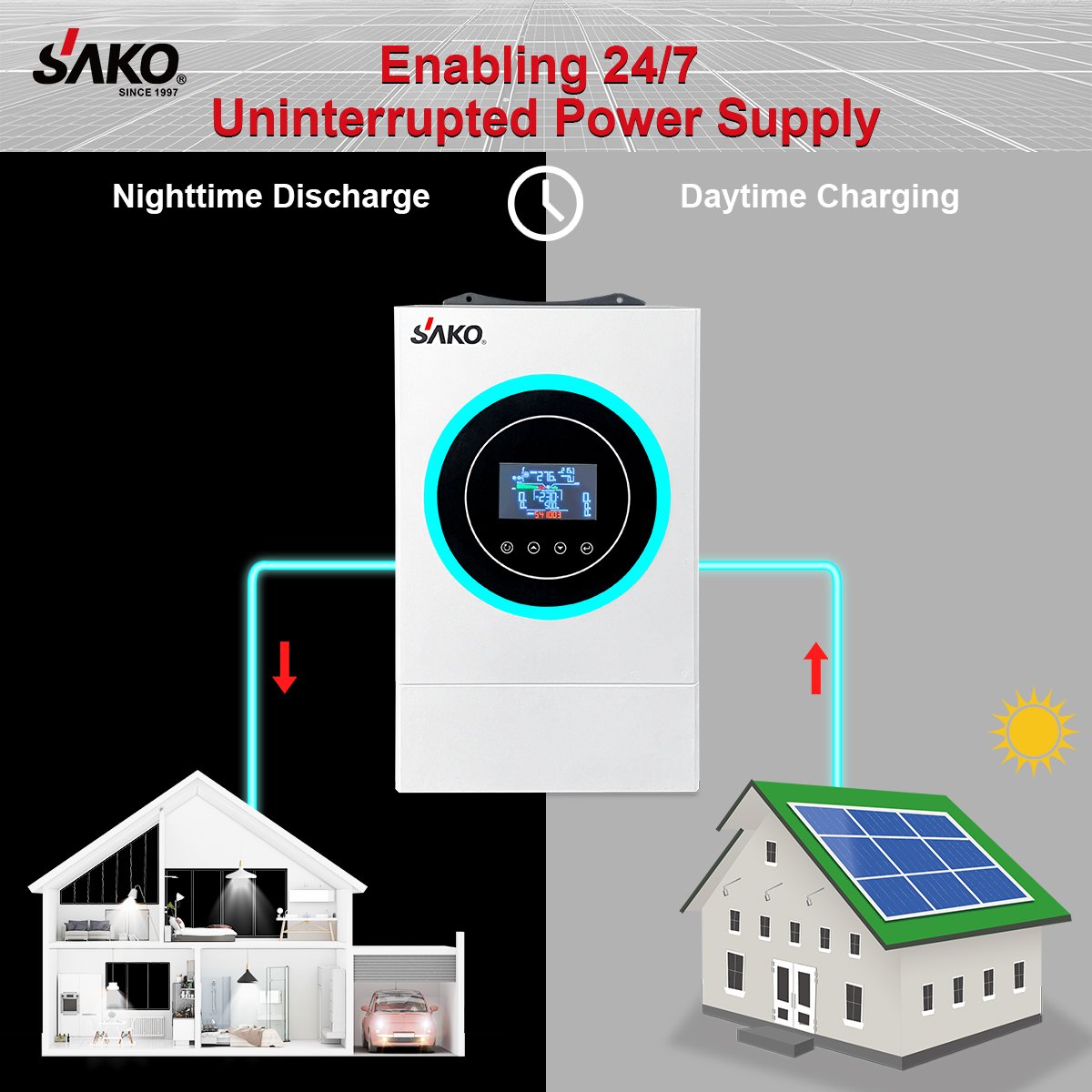 Sako Sunon V 4.5Kva 6.5Kva MPPT on Grid Off Grid Solar Panel Inverter 4.2Kw 6.2Kw Hybrid Solar Inverter Manufacturers in China