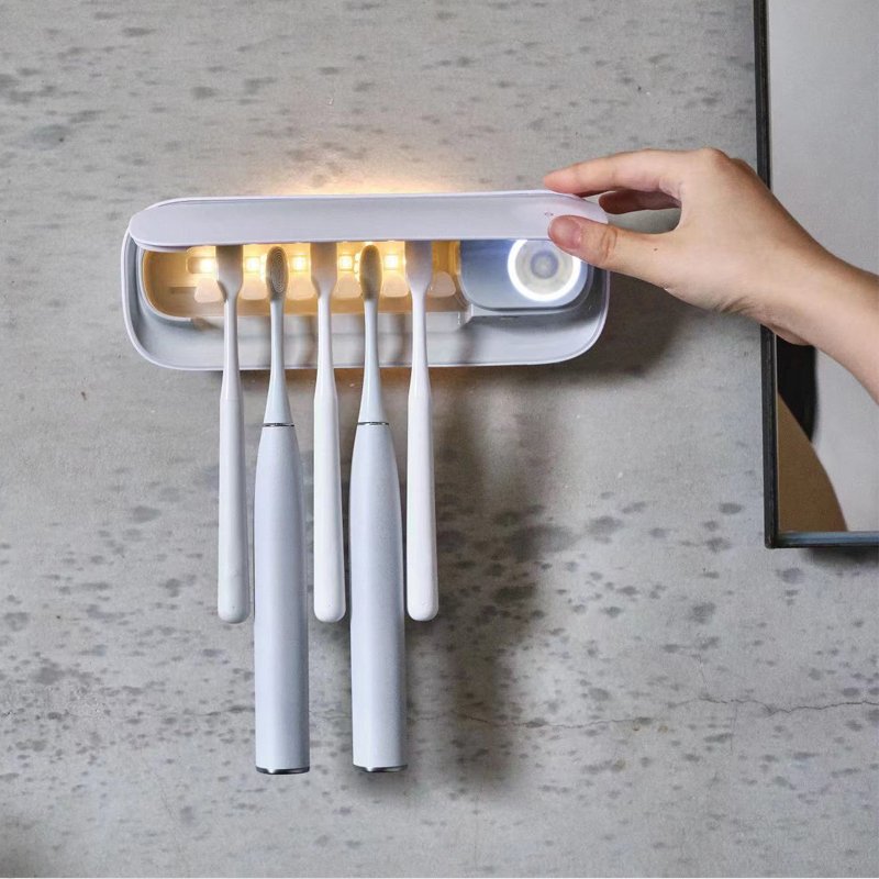 3 in 1 Solar Rechargeable Toothbrush Storage & Sterilizer Box UVC Light Toothbrush Sanitizer Holder